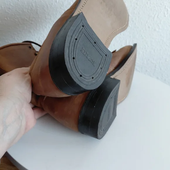 VTG Silver Rebel Brown Leather Lace-Up Boots Fringe Equestrian - Picture 10 of 14